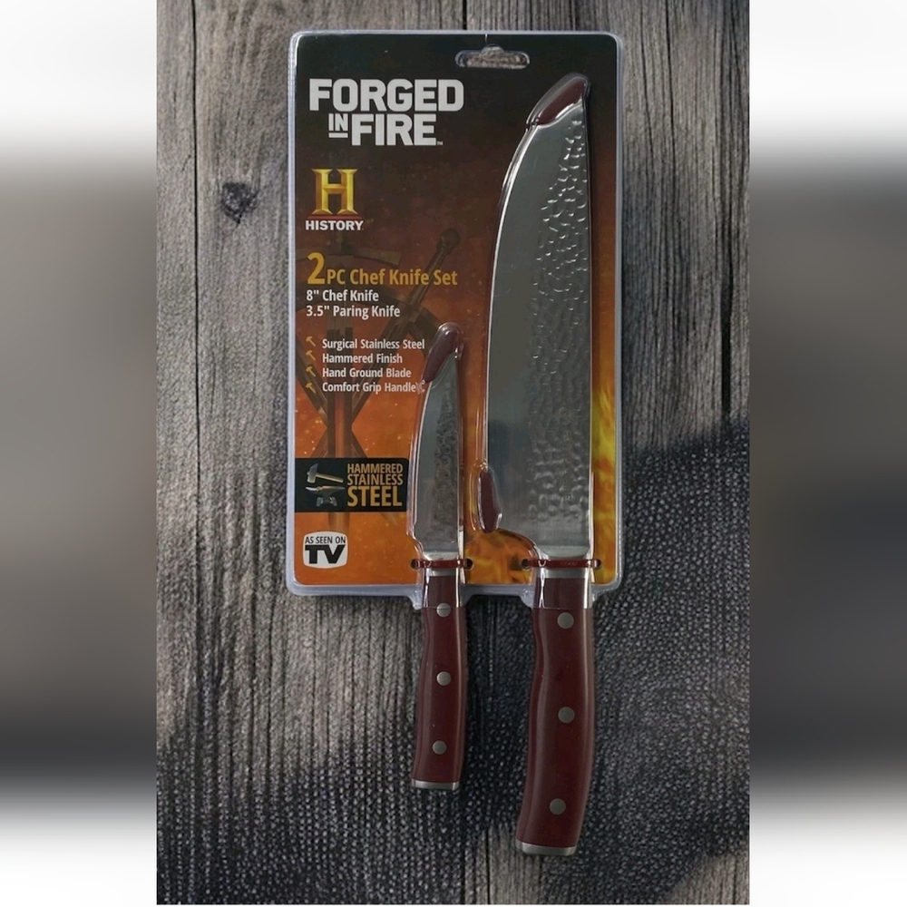 FORGED IN FIRE Stainless Steel 2 Pc Chef Knife Set 8” & 3.5”